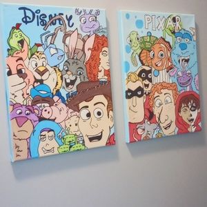 Set of 2 Disney Pixar wal canvases